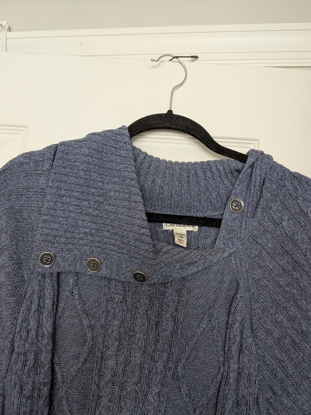croft & barrow Slate Blue Cable Knit Button-Accent Sweater 2X